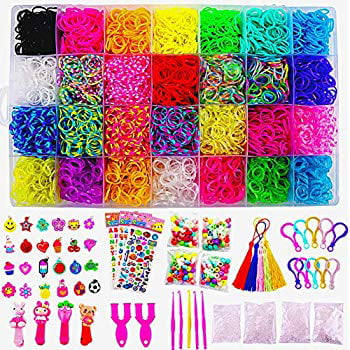 S-CLIPS IN RAINBOW COLORS-USA SELLER!! HOOK 600 pcs LOOM RUBBER BANDS REFILL 